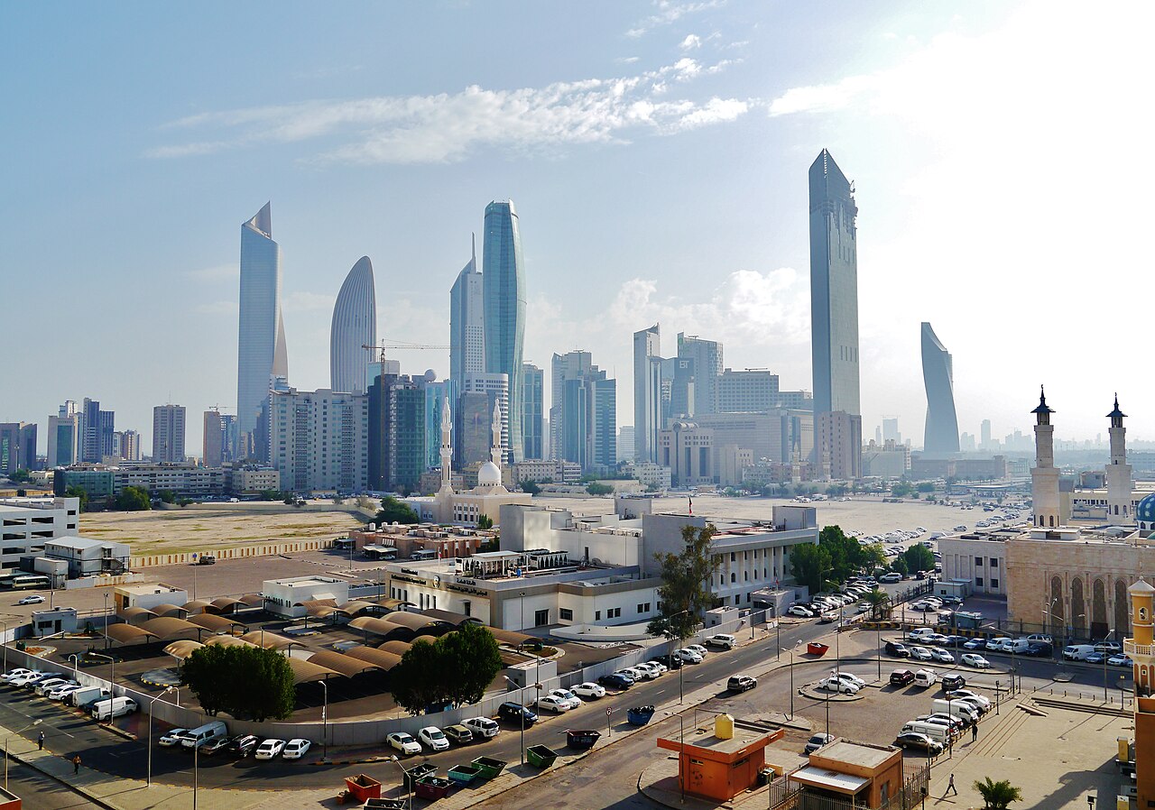 Kuwait City skyline with modern towers along the Arabian Gulf