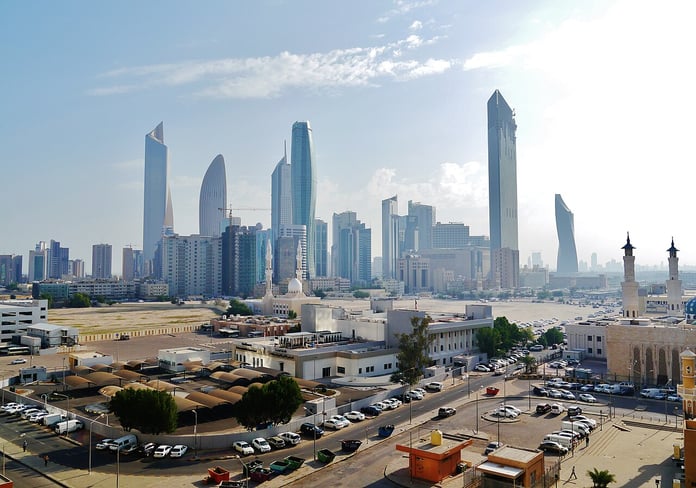Kuwait City skyline with modern towers along the Arabian Gulf