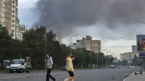 Smoke rises above Kyiv after a Russian missile attack in Ukraine July 2026