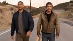 Aaron Pierre as John Stewart and Kyle Chandler as Hal Jordan in HBO's Lanterns series