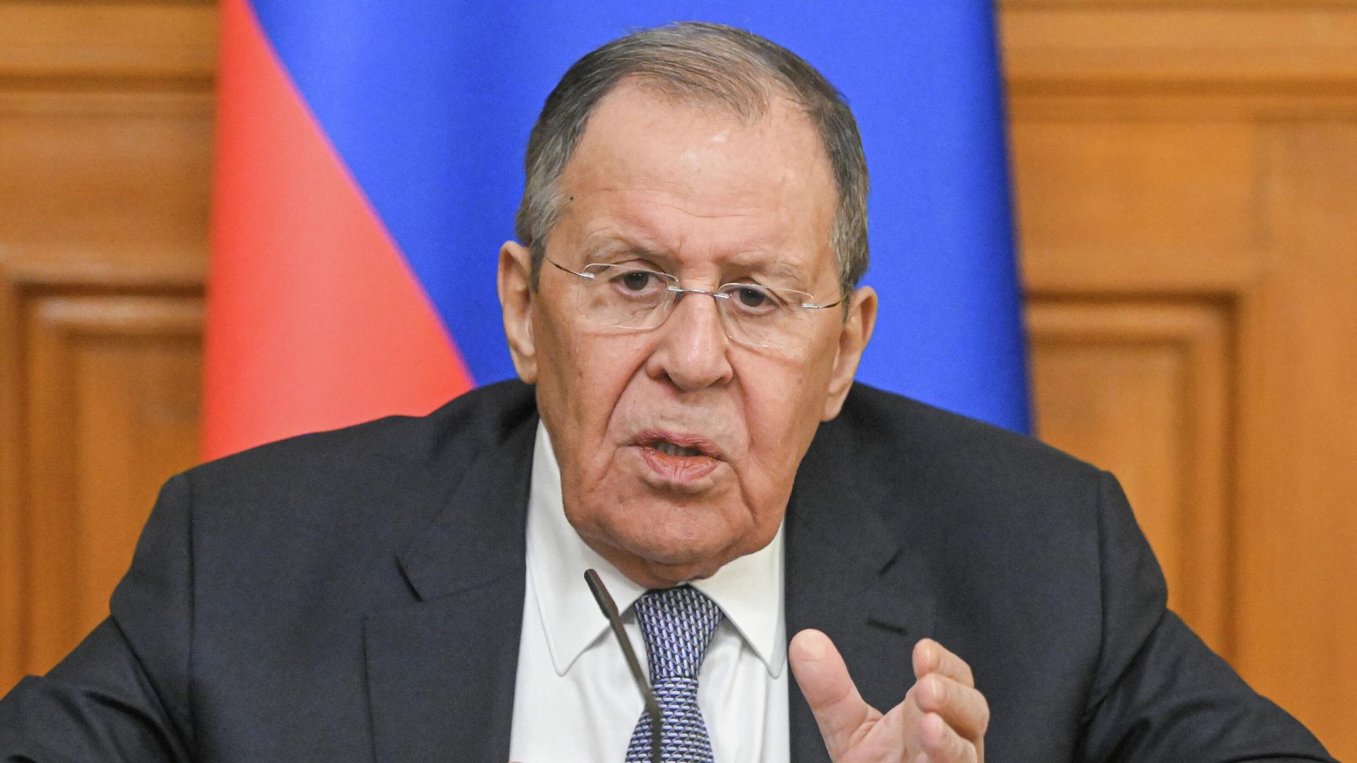 Russian Foreign Minister Sergey Lavrov at diplomatic meeting, April 2026