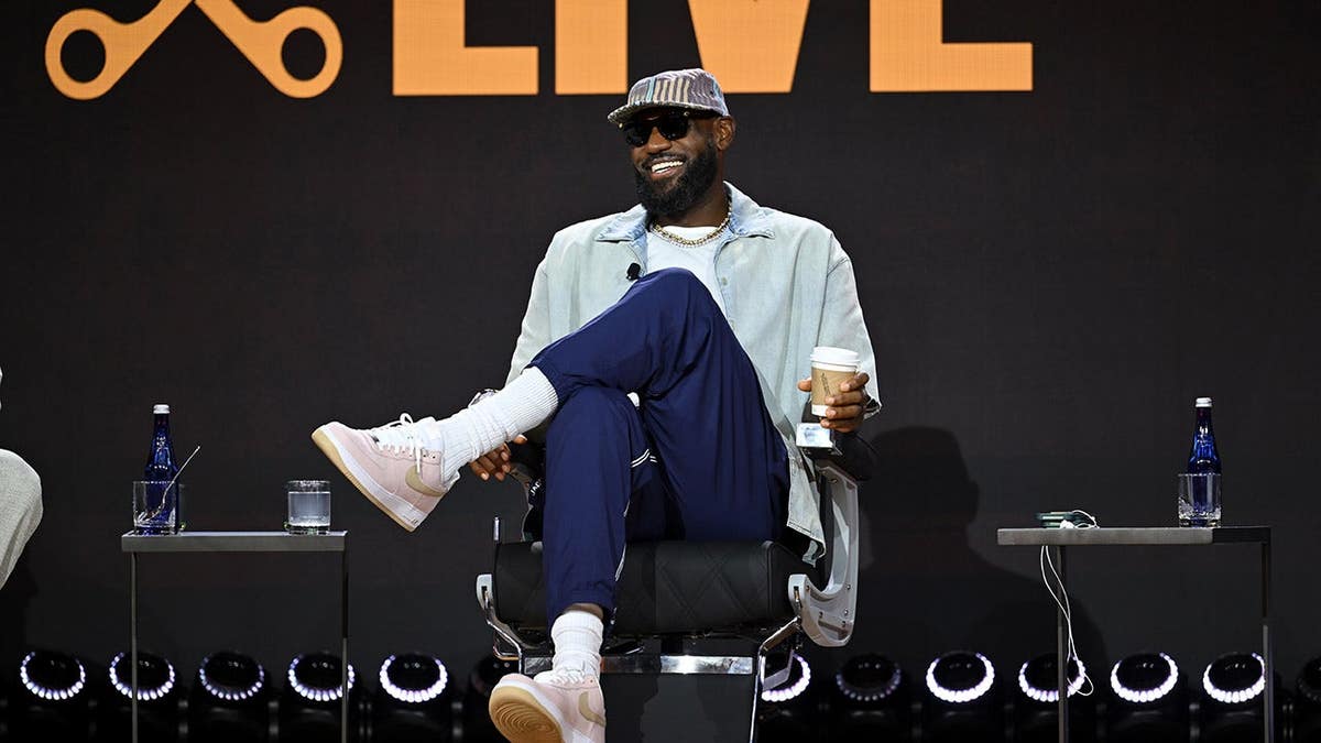 LeBron James speaking at Fanatics Fest 2026 at Jacob K. Javits Center in New York