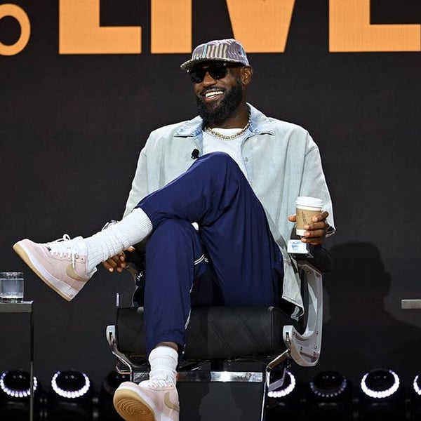 LeBron James speaking at Fanatics Fest 2026 at Jacob K. Javits Center in New York