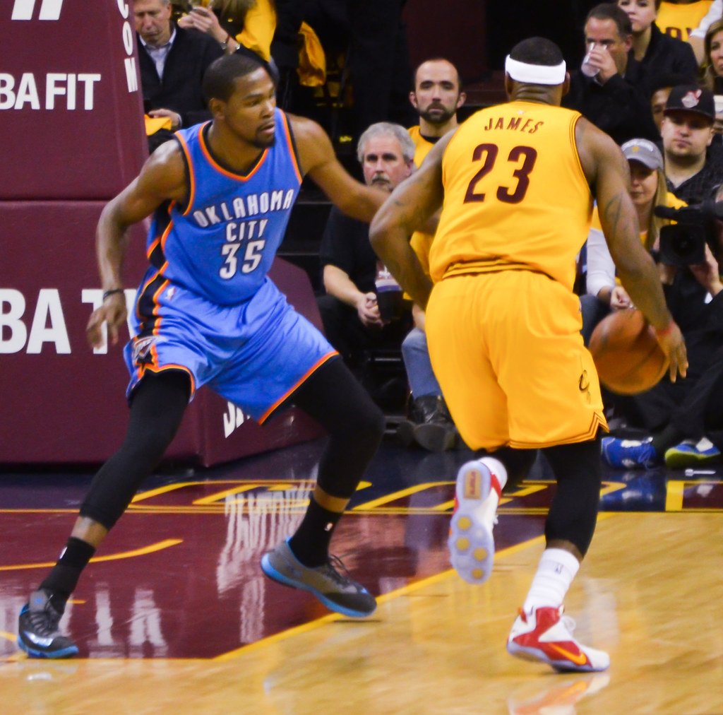 LeBron James in NBA game action competing on the basketball court