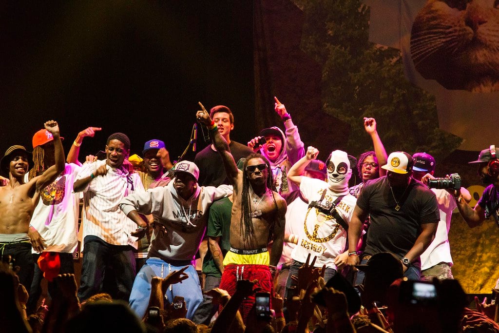 Lil Wayne performs at a joint Odd Future concert