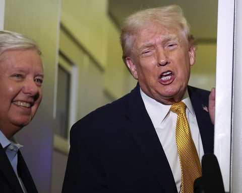 Lindsey Graham and Donald Trump at a White House event in January 2026