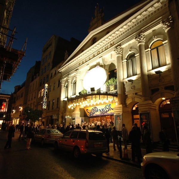 The London Palladium theater lit up at night on Argyll Street in London's West End, the venue for the Jesus Christ Superstar revival from which Boy George withdrew