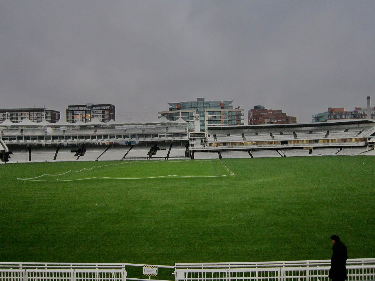 Lord's Cricket Ground in London with the iconic media centre and pavilion stands visible