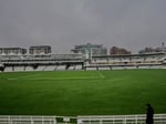 Lord's Cricket Ground in London with the iconic media centre and pavilion stands visible