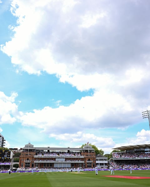 Cricket players at Lord's Cricket Ground for the first ever women's Test match in the ground's 142-year history