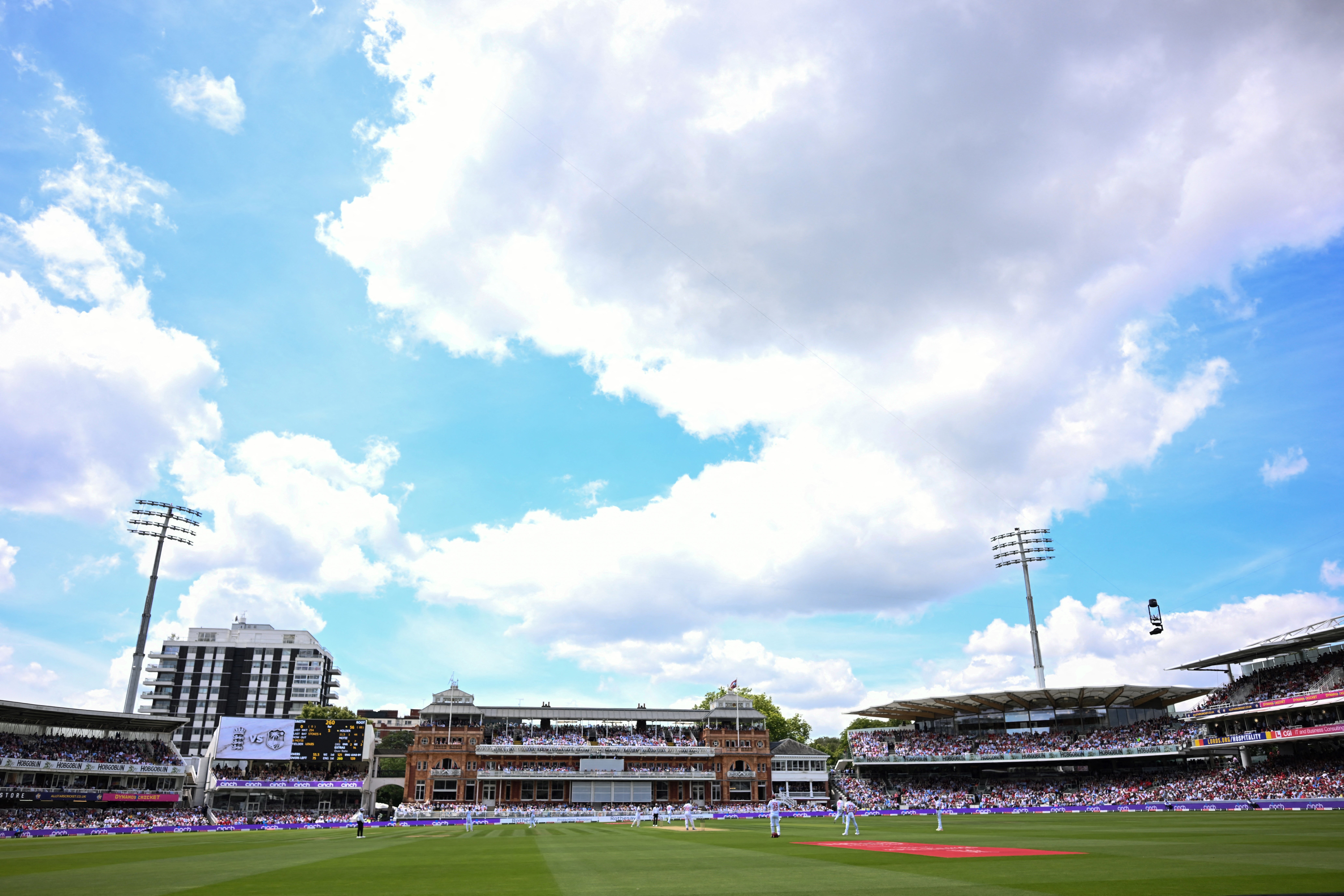 Cricket players at Lord's Cricket Ground for the first ever women's Test match in the ground's 142-year history