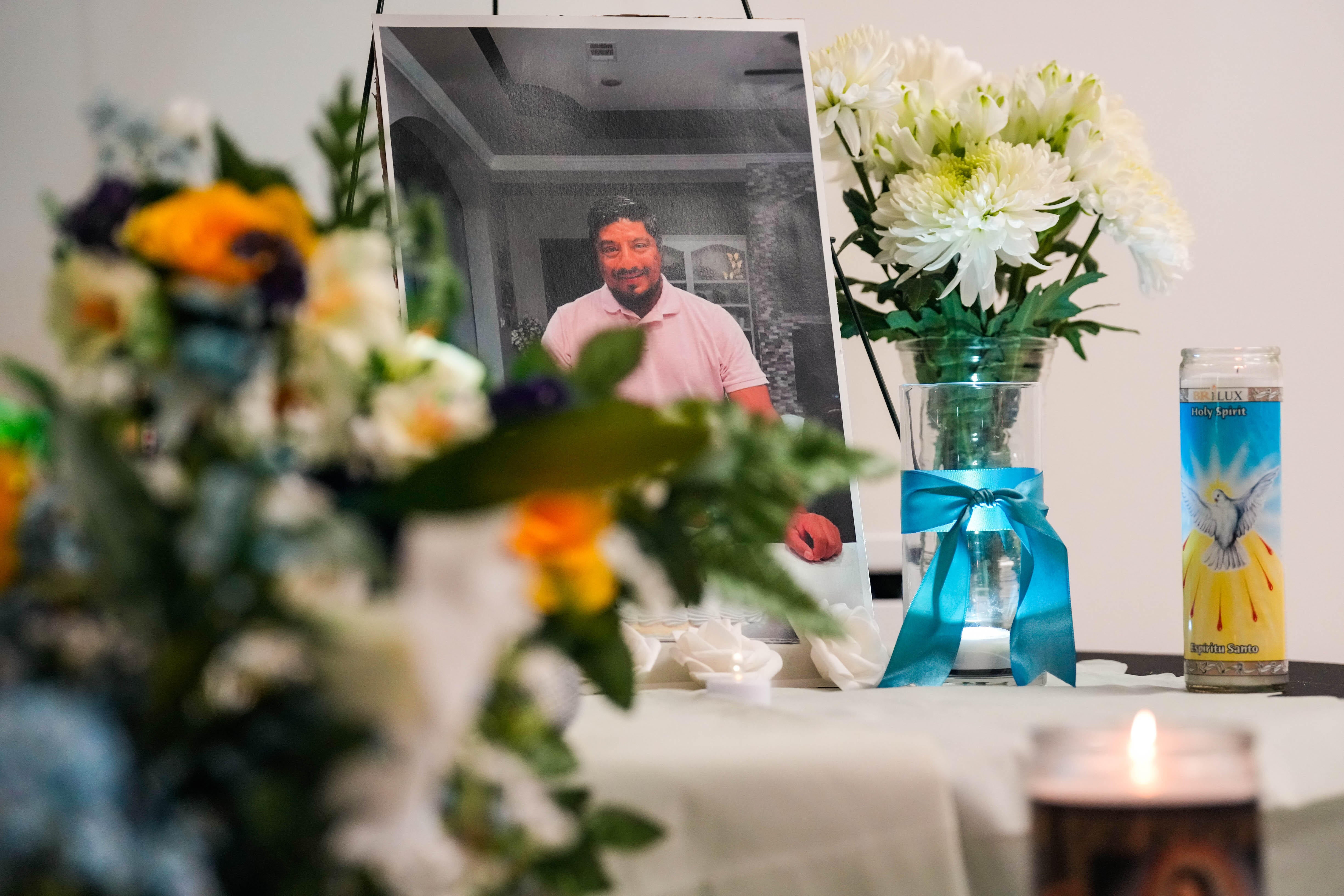 Mourners gather for Lorenzo Salgado Araujo a Mexican national shot by ICE agents in Houston on July 7 2026
