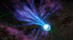 Artist's illustration of a magnetar — a highly magnetized neutron star — of the type observed forming inside supernova SN 2024afav