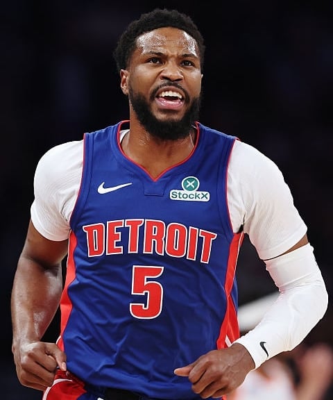 Malik Beasley of the Detroit Pistons in action during NBA playoff game