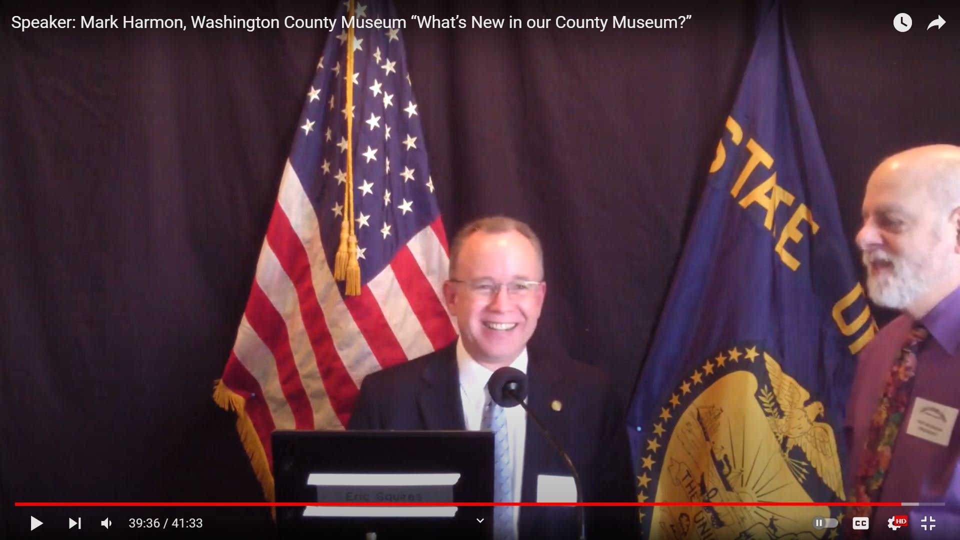 Mark Harmon speaking at the Washington County Museum before his full-time return to NCIS Origins Season 3 as Gibbs