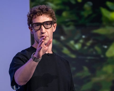 Meta CEO Mark Zuckerberg demonstrating Meta AI technology at a company event in 2025