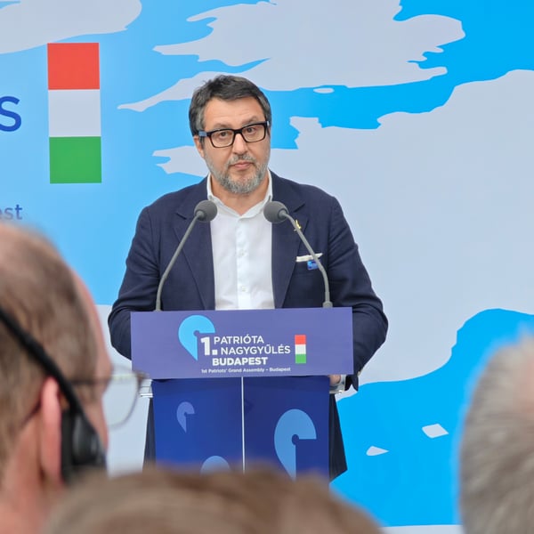 Matteo Salvini speaking at the 1st Patriots Grand Assembly in Budapest, March 2026