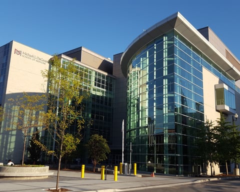 The Michael DeGroote Centre for Learning building at McMaster University, home to the health sciences faculty