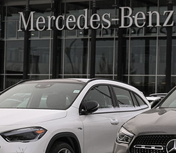 Mercedes-Benz dealership as bipartisan Senate bill threatens to ban the German automaker from US market over Chinese investor stakes