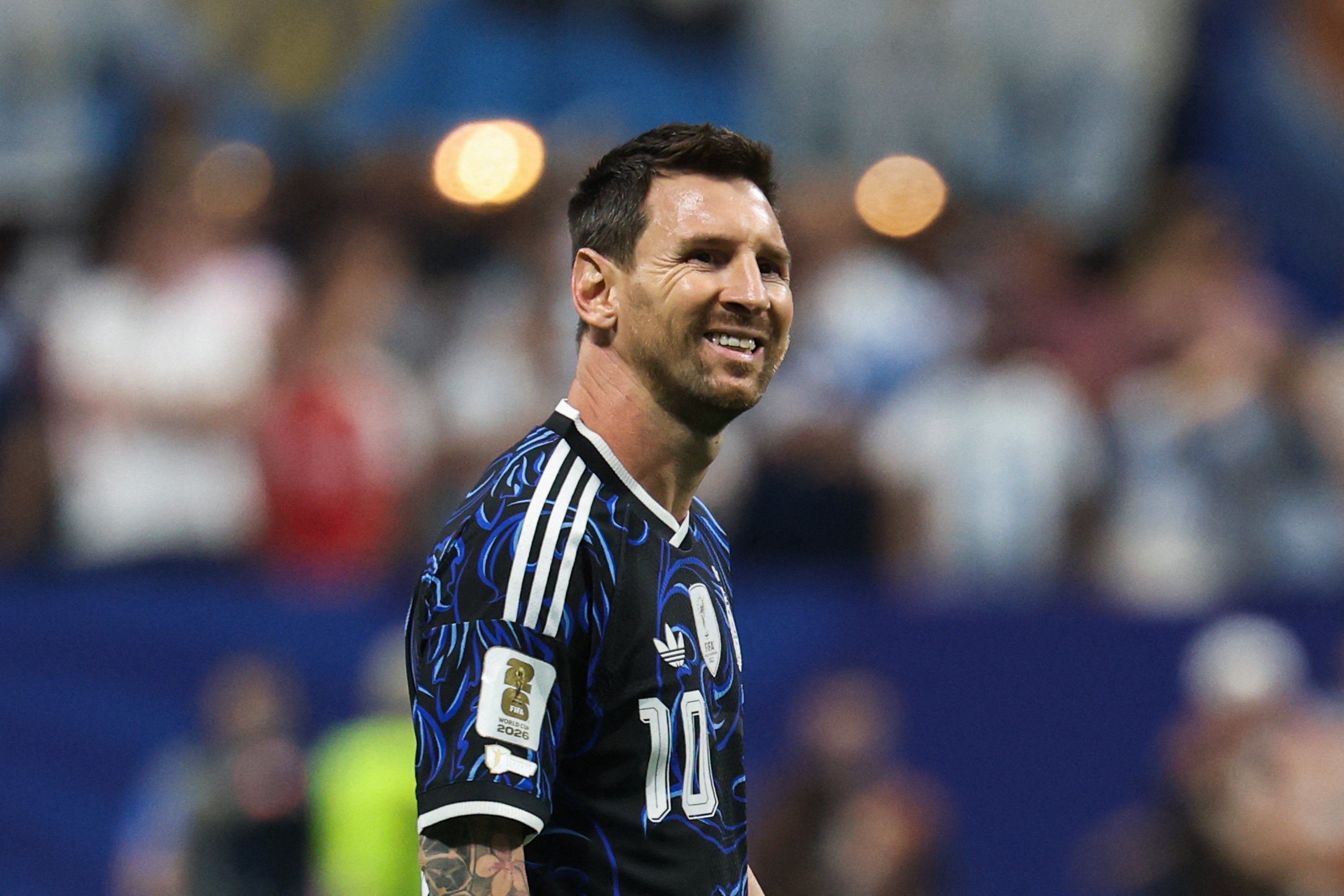 Lionel Messi in action for Argentina against England in the 2026 World Cup semifinal, where he set up both goals