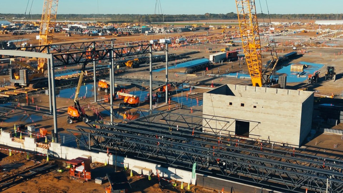 Aerial view of Meta’s expanding data center campus in Richland Parish, Louisiana, as part of a $50 billion AI investment