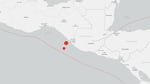 Seismic data from the magnitude 7.3 earthquake off Chiapas, Mexico, July 17, 2026, as the Pacific Tsunami Warning Center issued a 300km alert