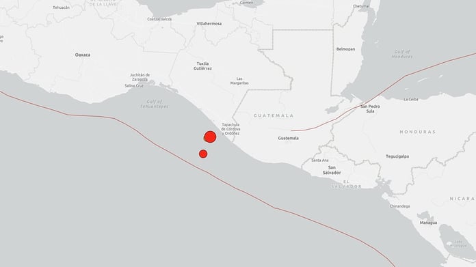 Seismic data from the magnitude 7.3 earthquake off Chiapas, Mexico, July 17, 2026, as the Pacific Tsunami Warning Center issued a 300km alert