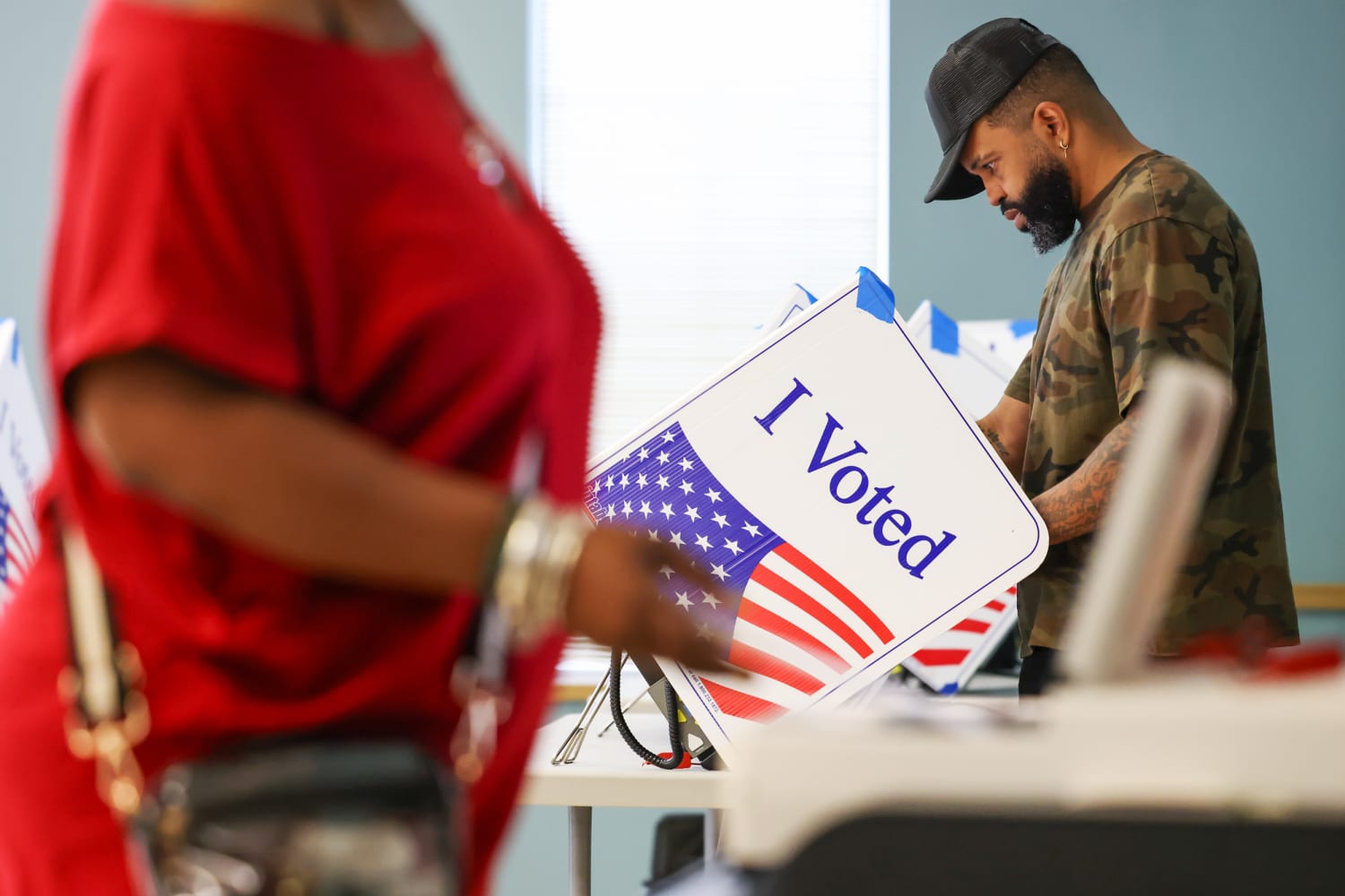 A polling station set up for the 2026 Michigan primary election