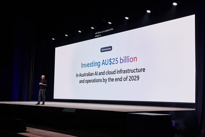 Microsoft Corp. Chairman and CEO Satya Nadella at a keynote address