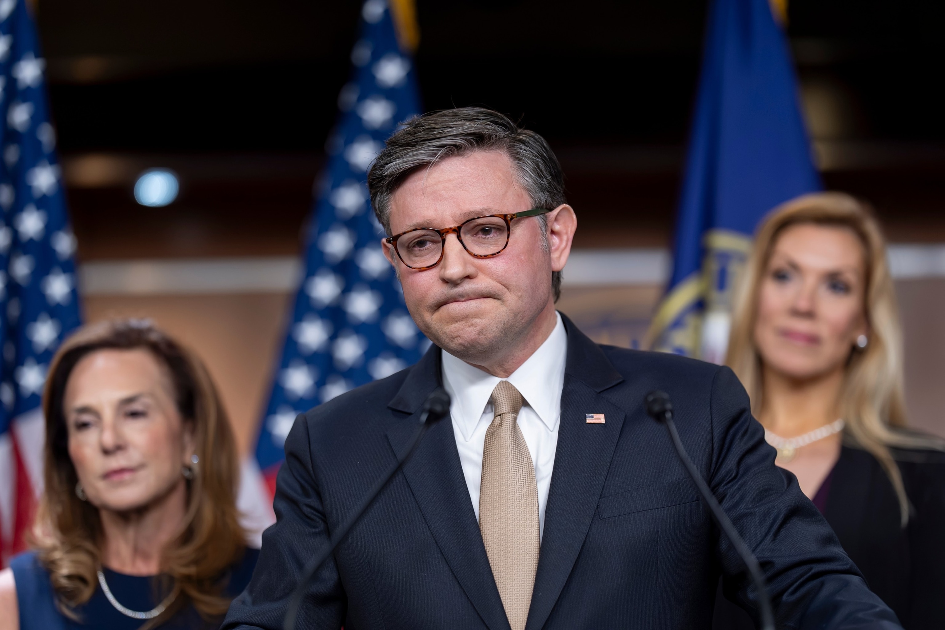 House Speaker Mike Johnson reacts to the Supreme Court upholding birthright citizenship on June 30 2026