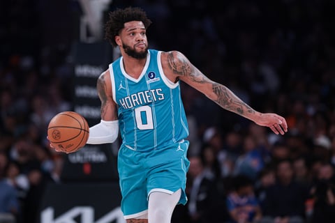 Miles Bridges playing for the Charlotte Hornets during the 2025-26 NBA season before his trade to the Phoenix Suns