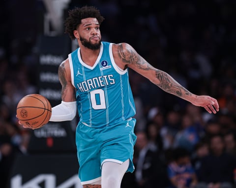 Miles Bridges playing for the Charlotte Hornets during the 2025-26 NBA season before his trade to the Phoenix Suns