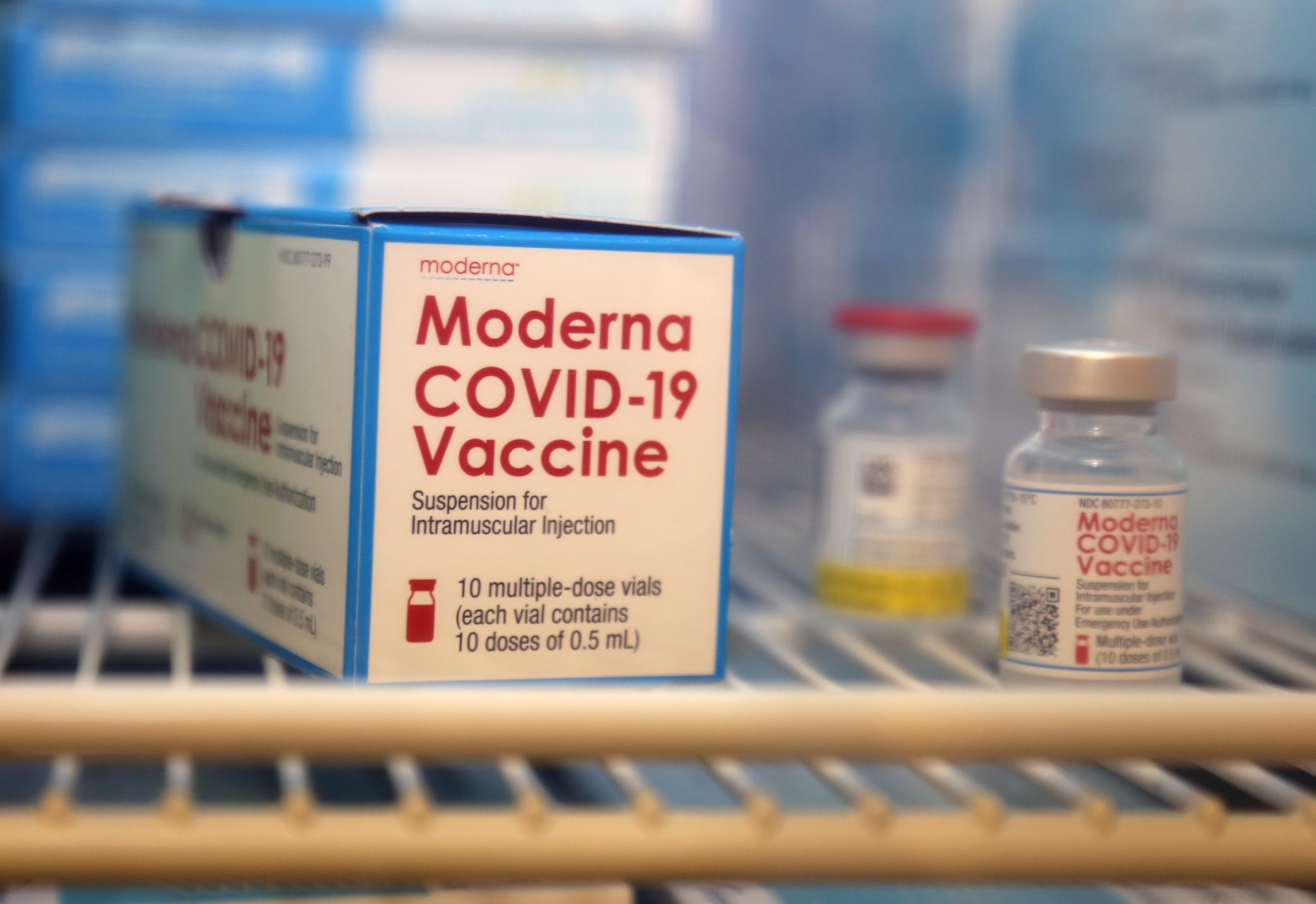 A vial of Moderna's mRNA-1273 COVID-19 vaccine