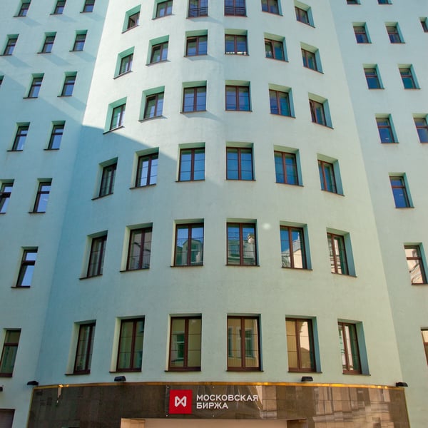 The main building of the Moscow Exchange (MOEX) in central Moscow