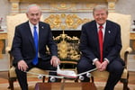 Benjamin Netanyahu and Donald Trump at the White House Oval Office meeting on Iran war