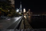 New York City skyline at night with One World Trade Center, site of the Kalshi illegal gambling lawsuit