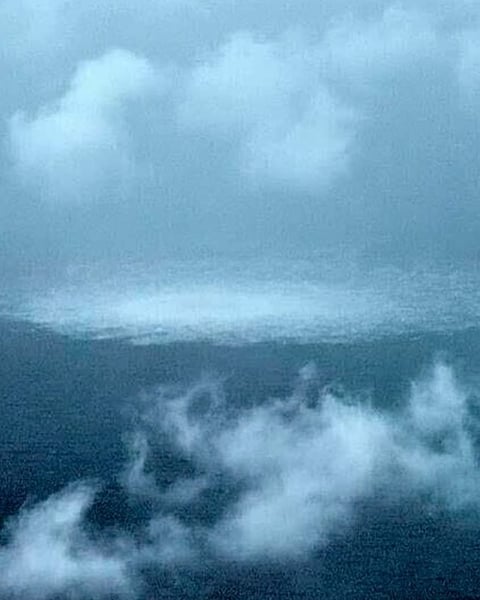 Aerial view of the Nord Stream gas leak in the Baltic Sea photographed from a Swedish Coast Guard aircraft