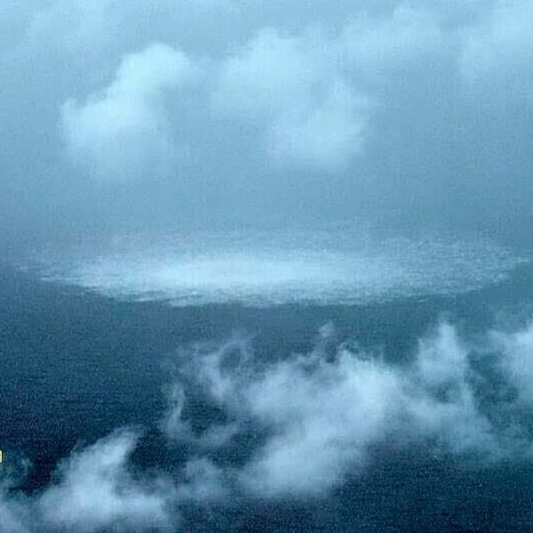 Aerial view of the Nord Stream gas leak in the Baltic Sea photographed from a Swedish Coast Guard aircraft