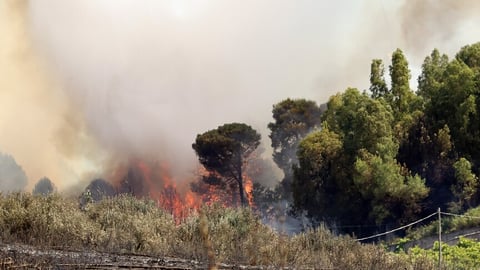 Aerial view of the aftermath of fire that destroyed over 100 homes in Krokstadelva Drammen Norway