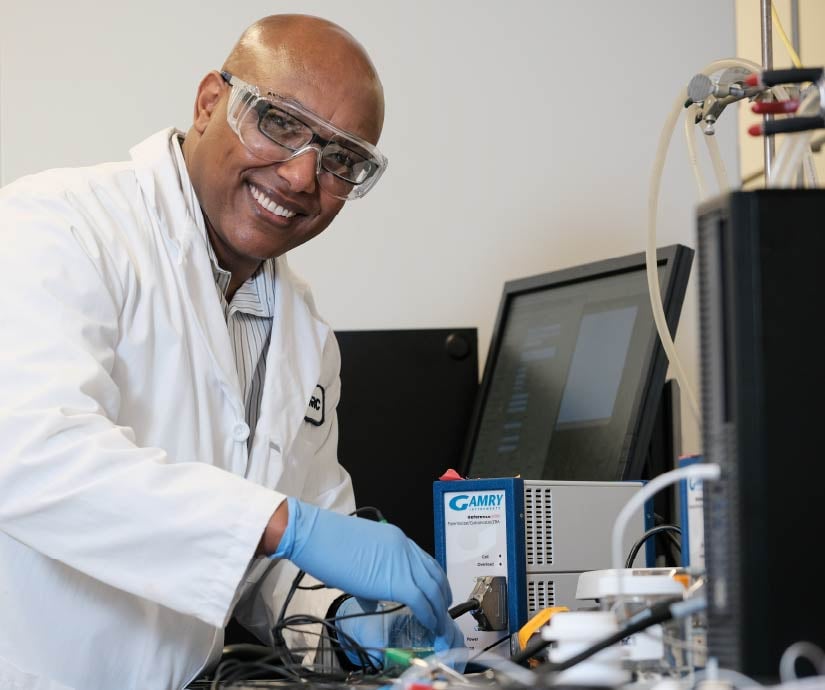 A researcher sets up electrodes in the National Research Council of Canada quantum sensors laboratory