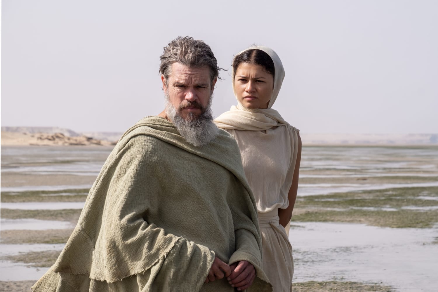 Matt Damon as Odysseus and Zendaya in The Odyssey 2026 film by Christopher Nolan