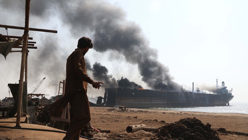 Rescue operations after tanker attacks off the Omani coast during US-Iran maritime conflict July 2026