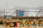 Saudi Aramco oil storage tanks at the North Jiddah bulk plant in Saudi Arabia