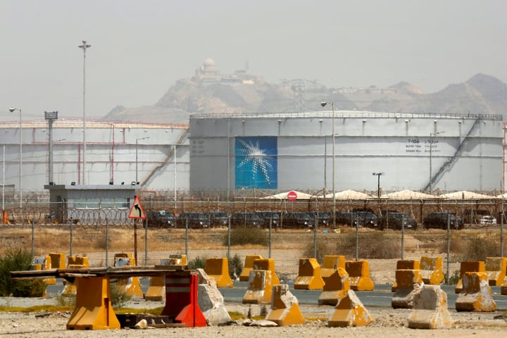 Saudi Aramco oil storage tanks at the North Jiddah bulk plant in Saudi Arabia