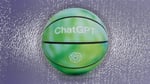 OpenAI ChatGPT branded basketball from the Pause Play Prompt merchandise campaign 2026