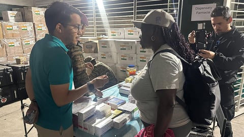 Indian Army medical personnel at Operation Amistad field hospital in Caracas Venezuela