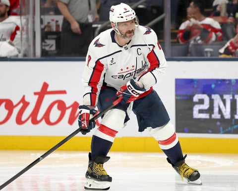 Alexander Ovechkin of the Washington Capitals celebrates 22nd NHL season signing