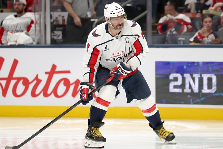 Alexander Ovechkin of the Washington Capitals celebrates 22nd NHL season signing