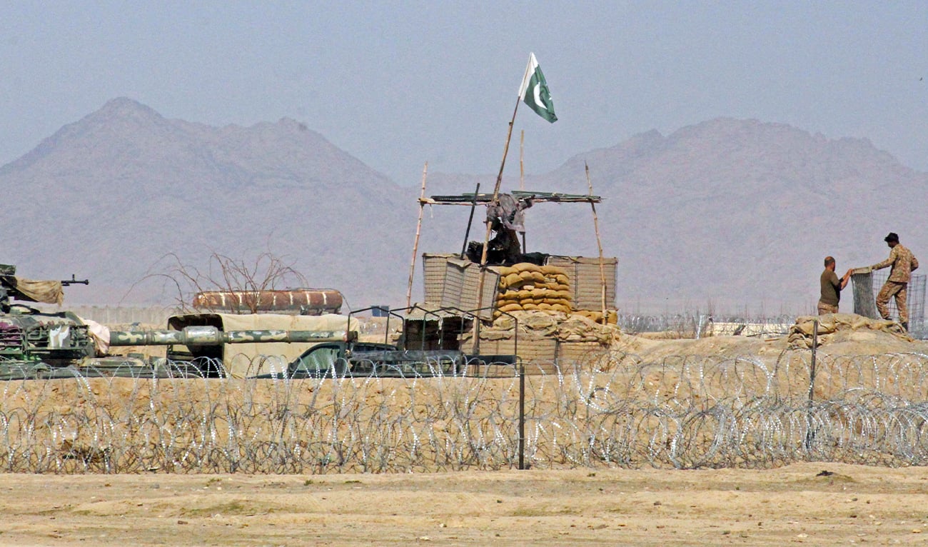 Pakistani troops at the Afghanistan border in Balochistan during the July 2026 drone conflict