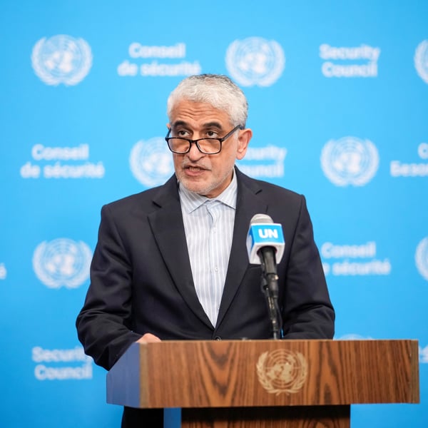 Iran's UN Ambassador Amir Saeid Iravani at the United Nations Security Council session on Iran's nuclear program, July 2026